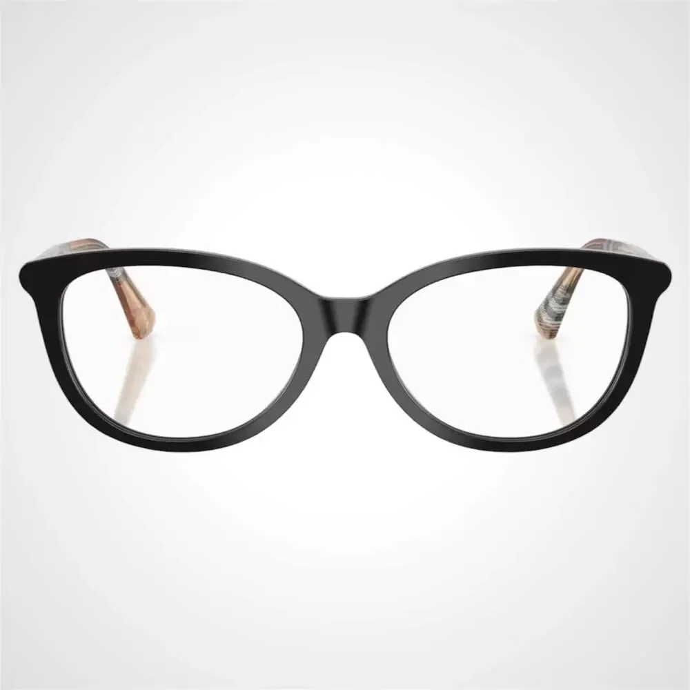 New Burberry Eyeglasses Black Cat Eye Check Sand Arms 54-17-140 w/ Box & Case - Picture 2 of 7